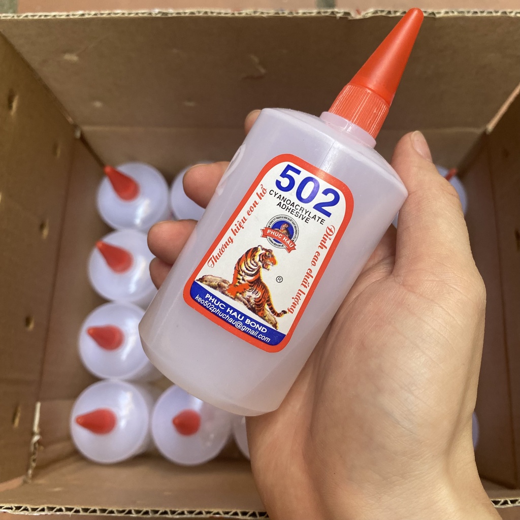 Keo dán 502 Phúc Hậu lọ 120g chủng loại N120 - Keo con hổ siêu chắc kết dính nhanh