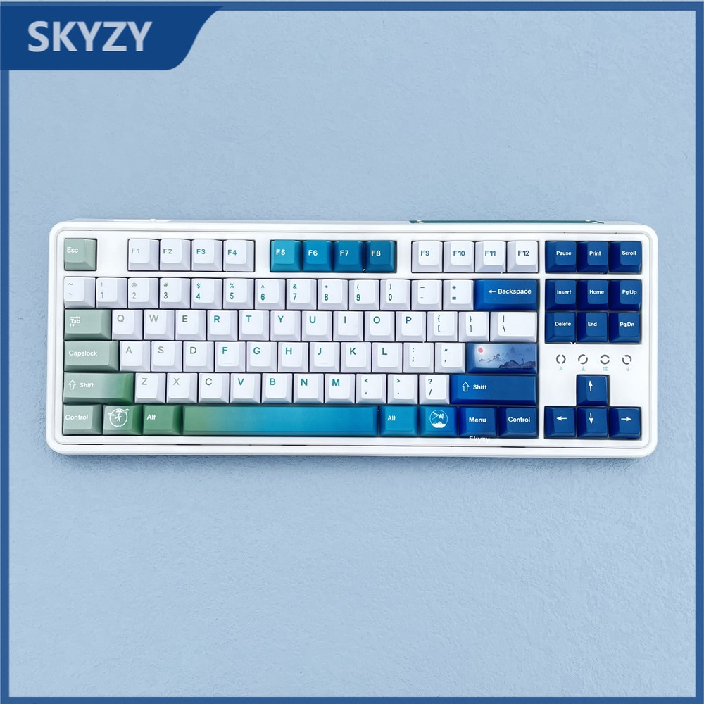 133 Phím Blue Green Keycaps Cherry Profile Gradient Color PBT Dye Sub Bàn phím cơ học Keycap