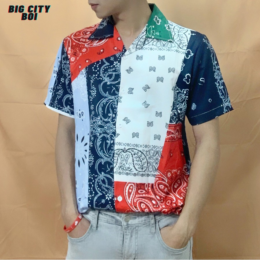 Áo sơ mi nam họa tiết ngắn tay CTB-B02 vải Lụa thoáng mát, thấm hút, không nhăn form vừa, phá cách, độc lạ năng động | BigBuy360 - bigbuy360.vn