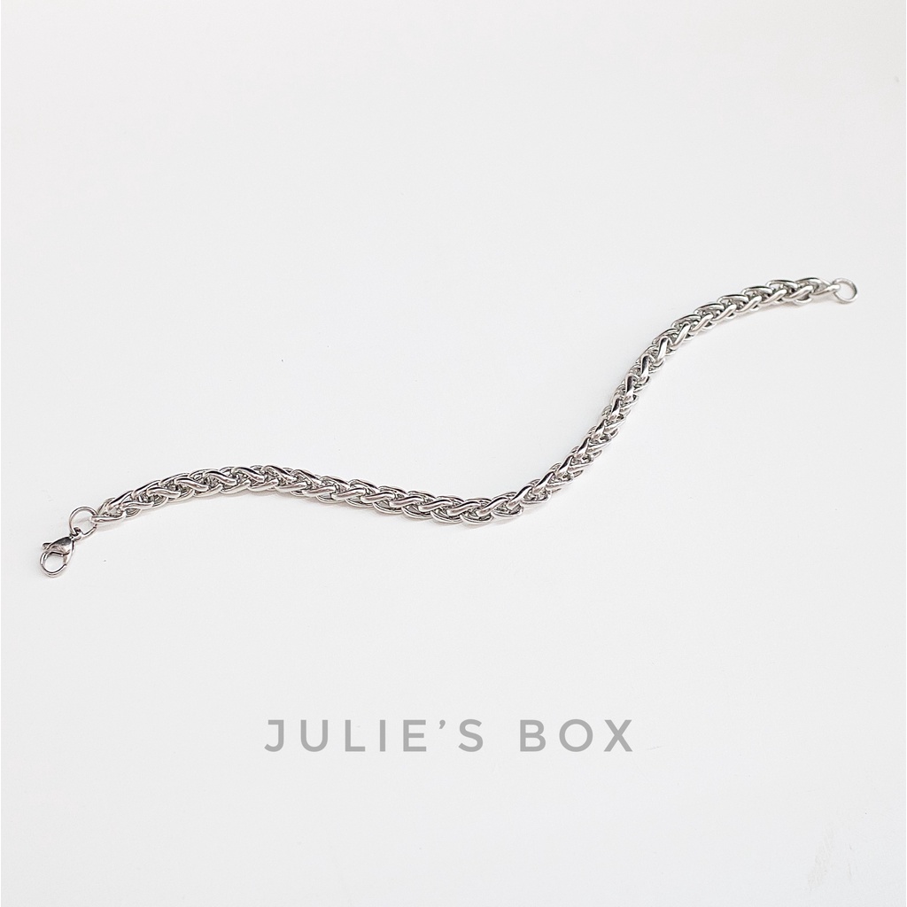 Vòng Tay Titan Unisex Dày 5MM Xích Basic Không Đen Không Hoen Gỉ Không Phai Màu Không Ngứa Bền julies box 66 bracelet