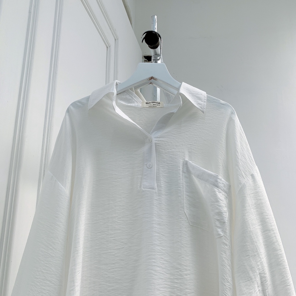 Áo sơ mi nữ chất vải đũi mềm cúc sau dáng oversize SS0321