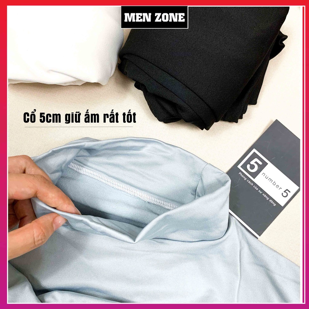 Áo Giữ Nhiệt Nam Lót Nỉ Cổ 5 Phân Siêu Ấm