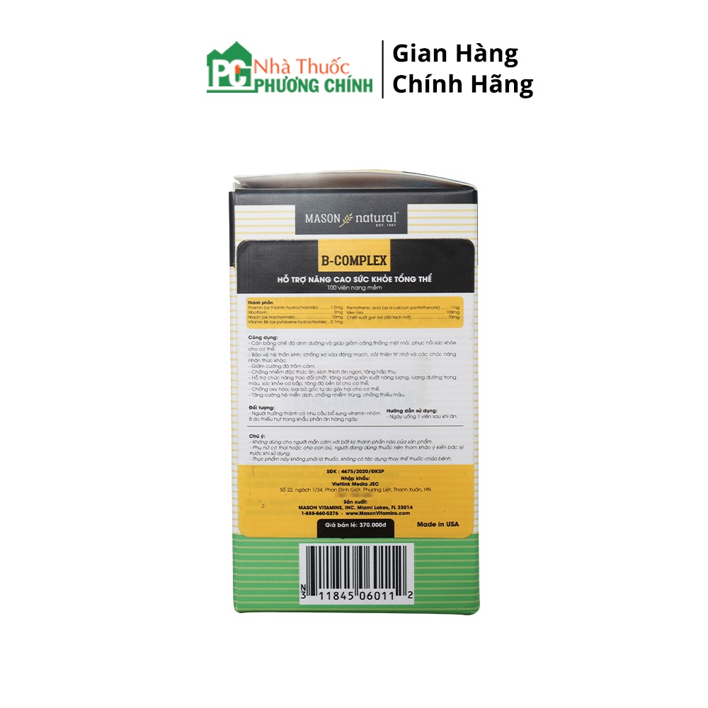 B Complex Mason Natural - Bổ Sung Vitamin Nhóm B Cho Cơ Thể