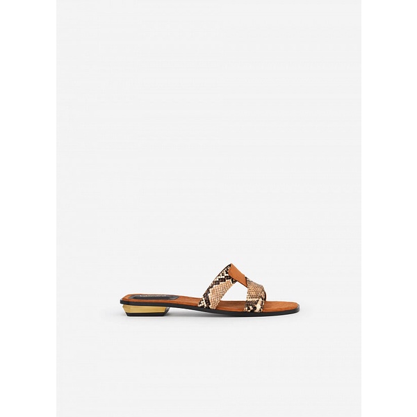 Vascara Dép Quai Đan Chéo Phối Vân Da Rắn - DXP 0163 - Màu Nâu