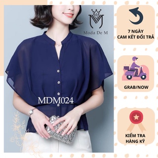 Áo trung niên nữ sơ mi voan hai lớp cánh dơi cách điệu tặng mẹ, đủ size M - 3XL - MODA 024
