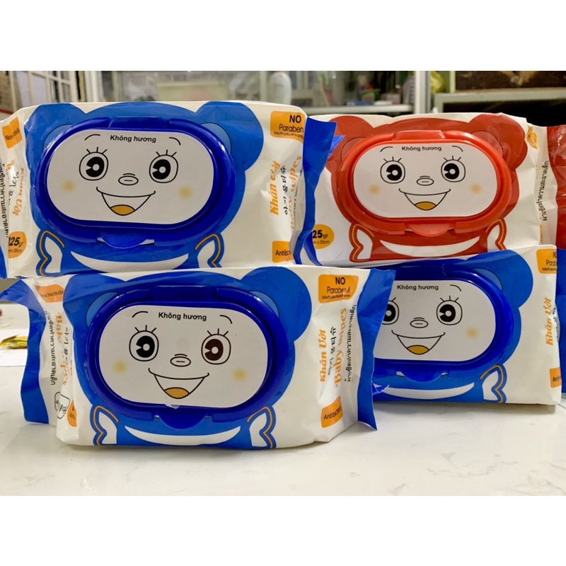 Khăn ướt Baby Wipes mẫu nắp Gấu gói lớn 125gr (15cmx20cm)