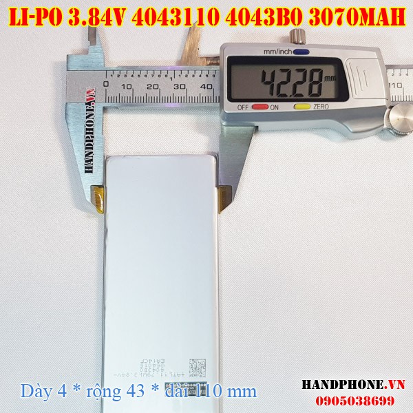 Pin Li-Po 3.84V 3070mAh 4043110 4043B0 (Lithium Polymer) cho Bàn Phím, Loa Bluetooth, Máy Tính Bảng, Tablet, Laptop