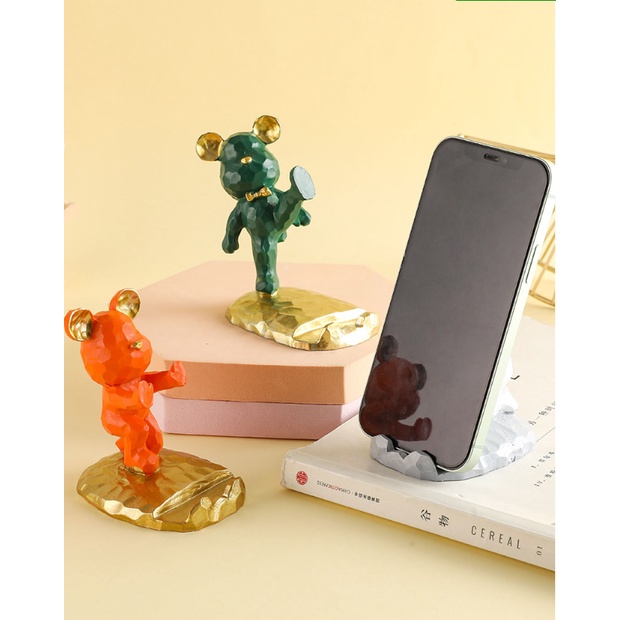 Giá đỡ điện thoại hình chú gấu decor dễ thương, giá đỡ điện thoại để bàn trang trí và xem phim