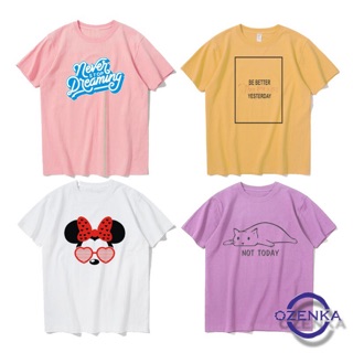 Sale Áo phông nữ rộng , áo thun nữ cổ tròn nhiều màu in hình dễ thương , chất cotton mềm mịn mát  rika 181 xuất khẩu