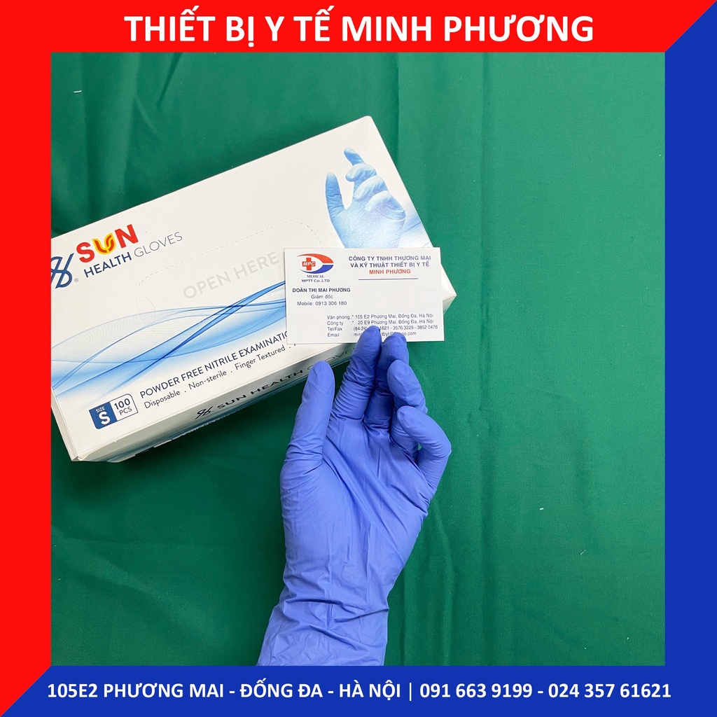 Găng tay xanh y tế không bột Sun Health Gloves