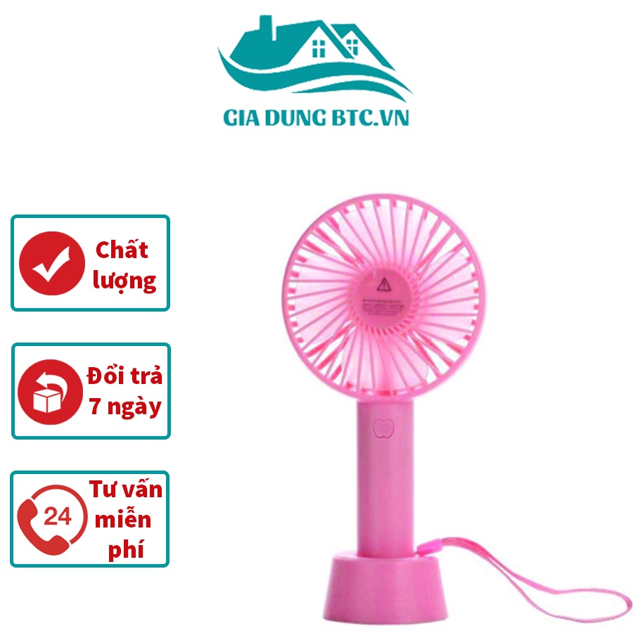 Quạt cầm tay mini có đế để bàn - Quạt cầm tay có 3 cấp độ gió nhanh/chậm siêu mát, cắm sạc USB tiện lợi