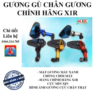 [CHÍNH.HÃNG] 01 Bộ gồm 02 chiếc Gương Gù chân gương hãng X1R lắp cho mọi loại xe máy - 5 màu- Chống chói - 3T RACING