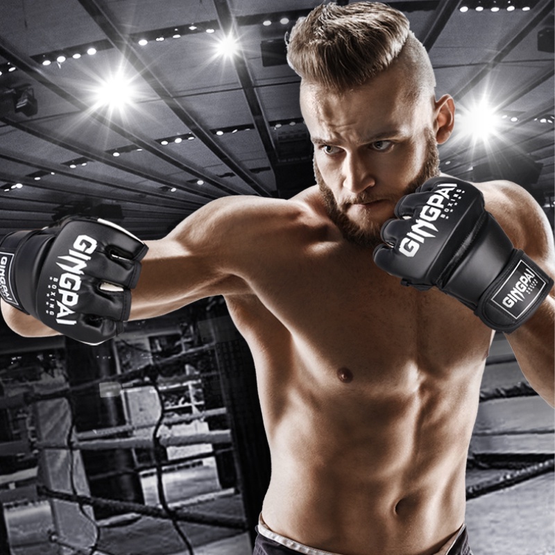 GINGPAI Găng Tay Hở Ngón Dùng Tập Boxing / Muay Thái Chất Lượng Cao