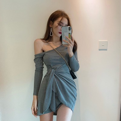 [Hàng order] Đầm thun mỏng trễ vai váy ôm body Đ547