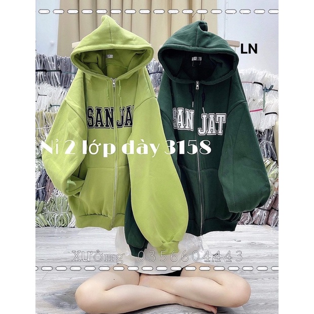 Áo khoác nỉ SAN JAT mũ 2 lớp TH6