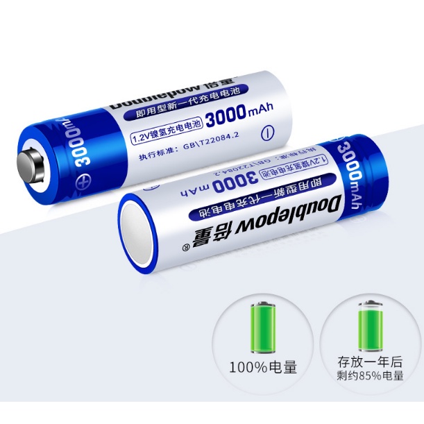 Bộ 4 Viên Pin Tiểu Sạc AA Doublepow Dung Lượng Cao 3000 mAh Dùng Cho Đồ Chơi, Máy Ảnh, Mic Hát Không Dây, Đèn Pin