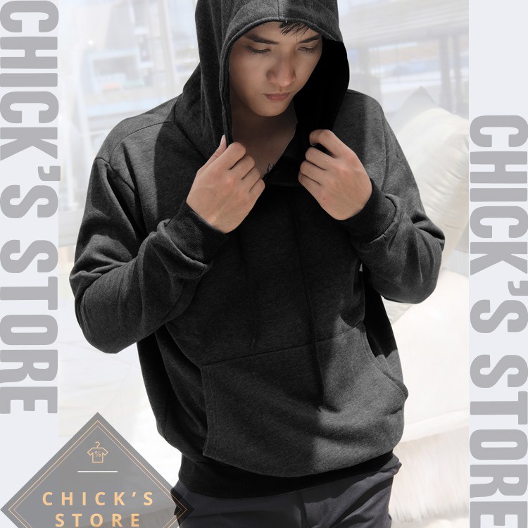 Áo khoác hoodie nỉ bông màu xám đậm | BigBuy360 - bigbuy360.vn