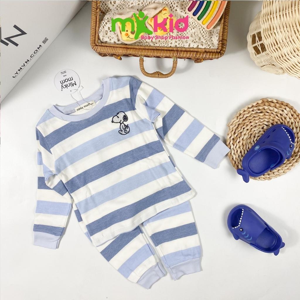 Đồ Bộ Dài Tay Bé Trai, Bé Gái MK KID Vải Cotton Lạnh Sọc Cười Dễ Thương, Bộ Mặc Nhà Cho Bé 6-18kg