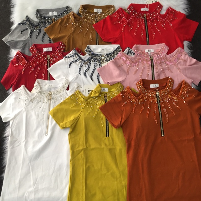 ÁO THUN HỞ VAI ĐÍNH HẠT PHALÊ