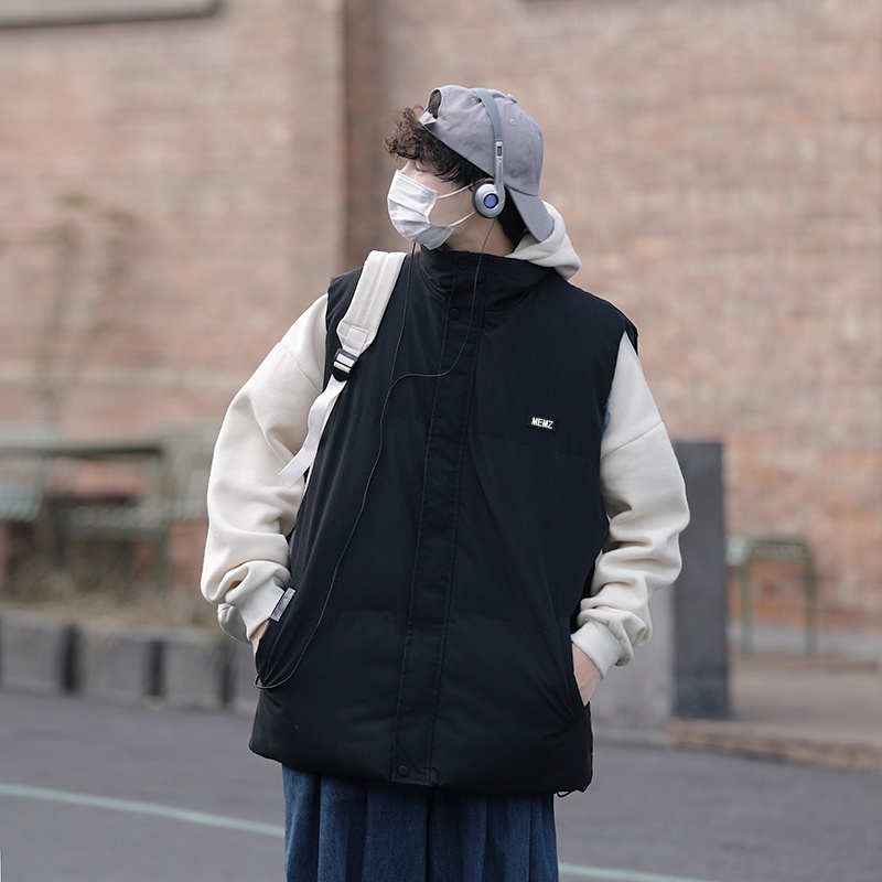 Áo phao nam ba lỗ có mũ form rộng thời trang thu đông