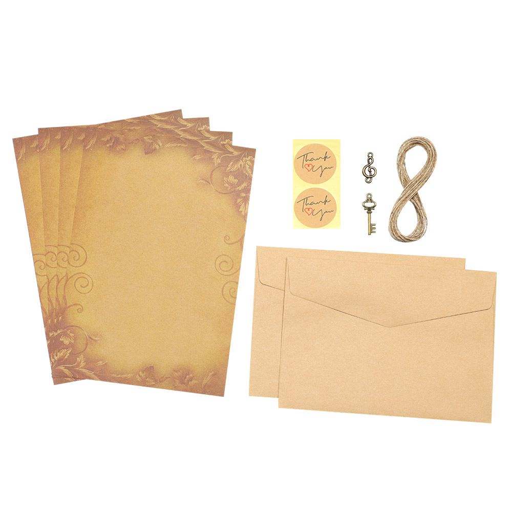 Lanfy Bộ Bìa Thư Phong Cách Vintage Bằng Giấy Kraft In Chữ Viết Tay Dùng Làm Thiệp Valentine/Sinh Nhật