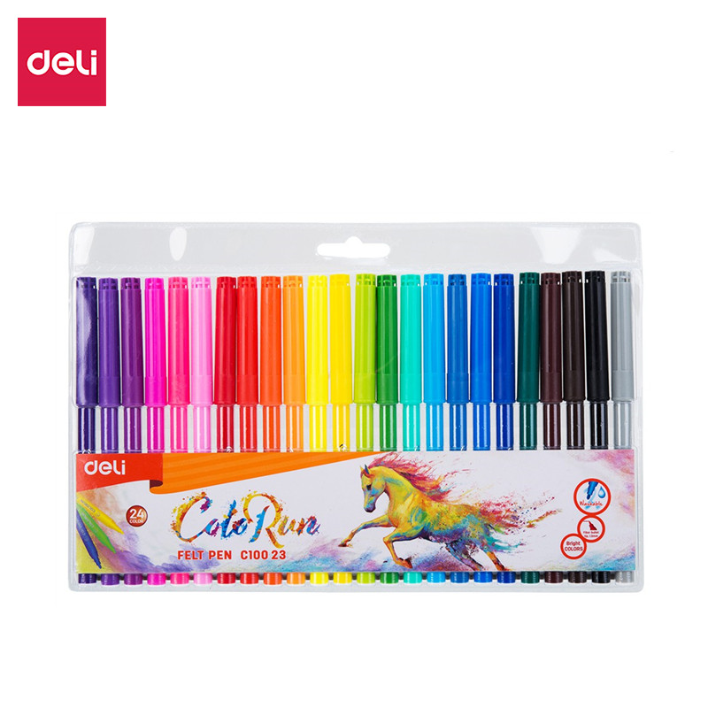Bộ Bút Tô Màu Deli EC10023 Ngòi Nỉ 24 Màu Sắc