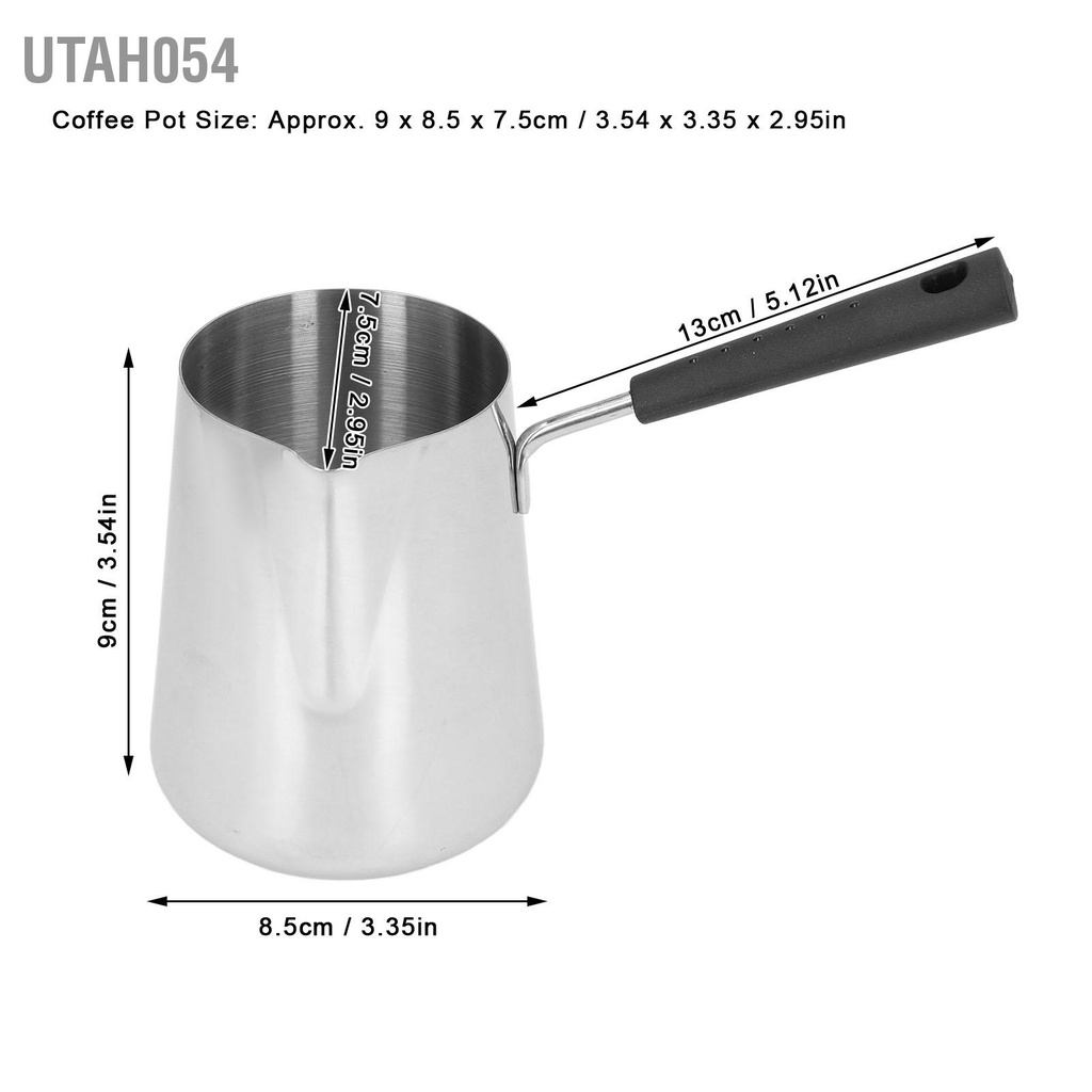 Hàng Sẵn Nồi đun sữa cà phê tay cầm Mini bằng thép không gỉ 350ml có vòi để nấu chảy【Utah054】