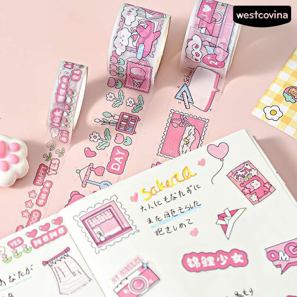 [Hot]✍Set 8 Cuộn Băng Dính Washi Dùng Trang Trí Sổ Tay DIY