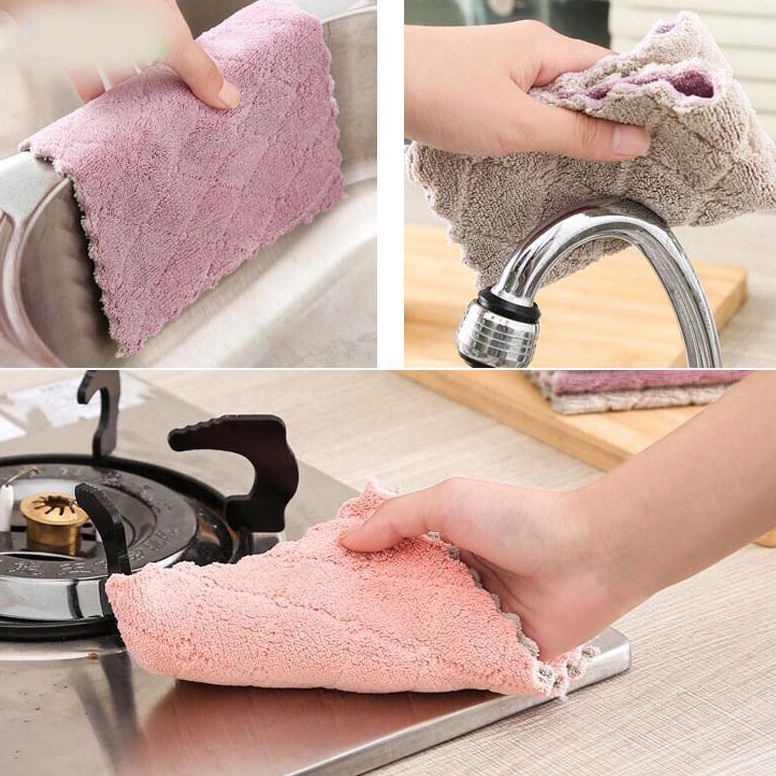 Combo 10 Khăn lau bếp đa năng 2 mặt siêu thấm, tái sử dụng nhiều lần