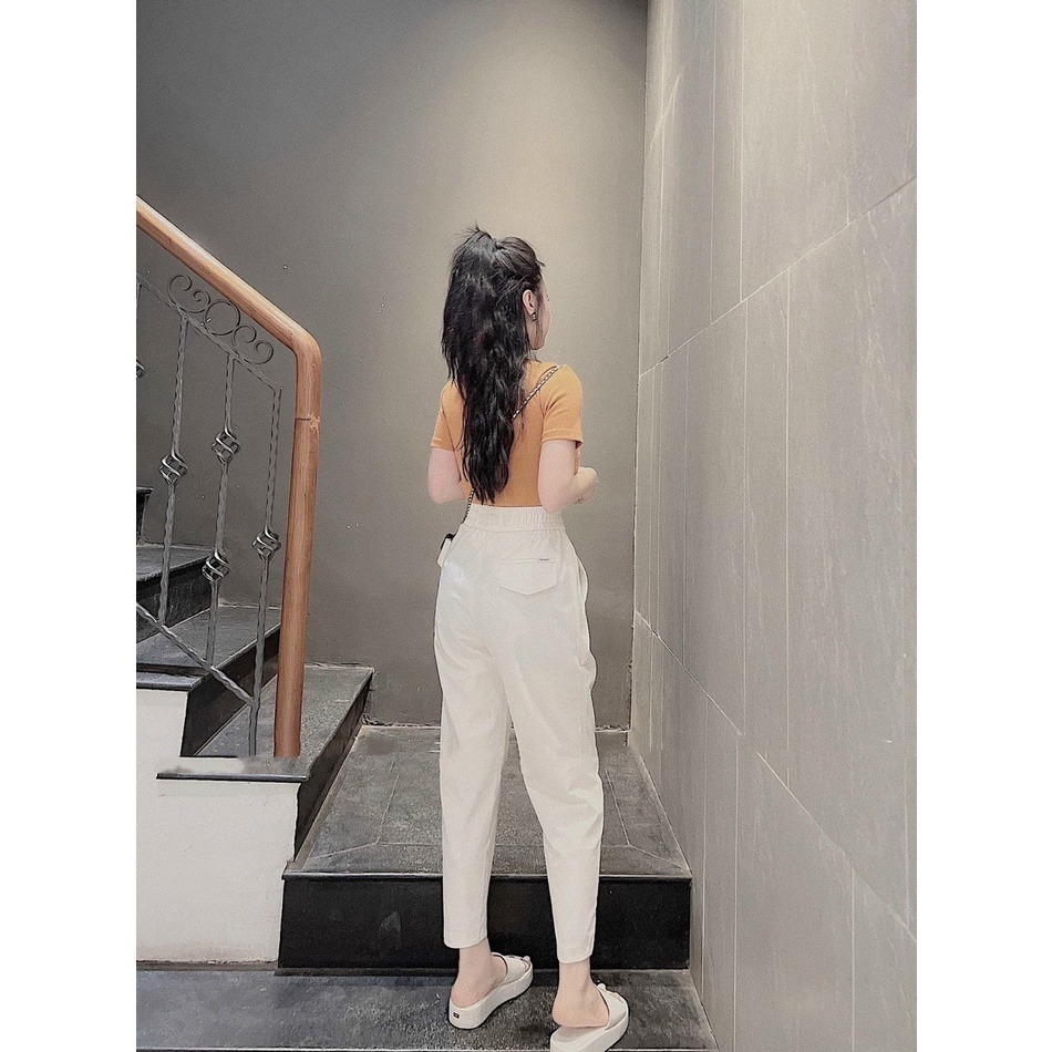 Quần baggy nữ thiết kế fom lửng 2 màu trơn siêu xinh, Quần vải nữ mềm mát rẻ đẹp