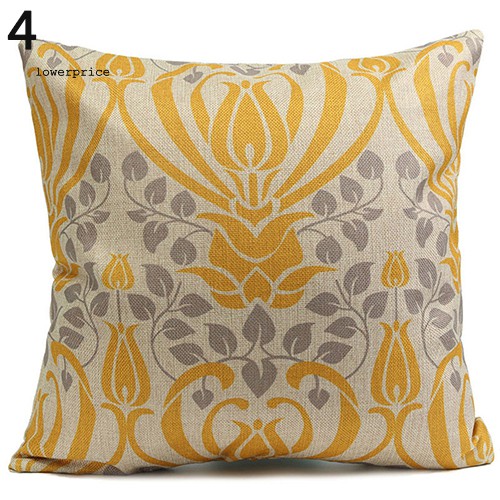 LP_Home Decor Vintage Geometric Flower Cotton Linen Throw Pillow Case Cushion Cover a