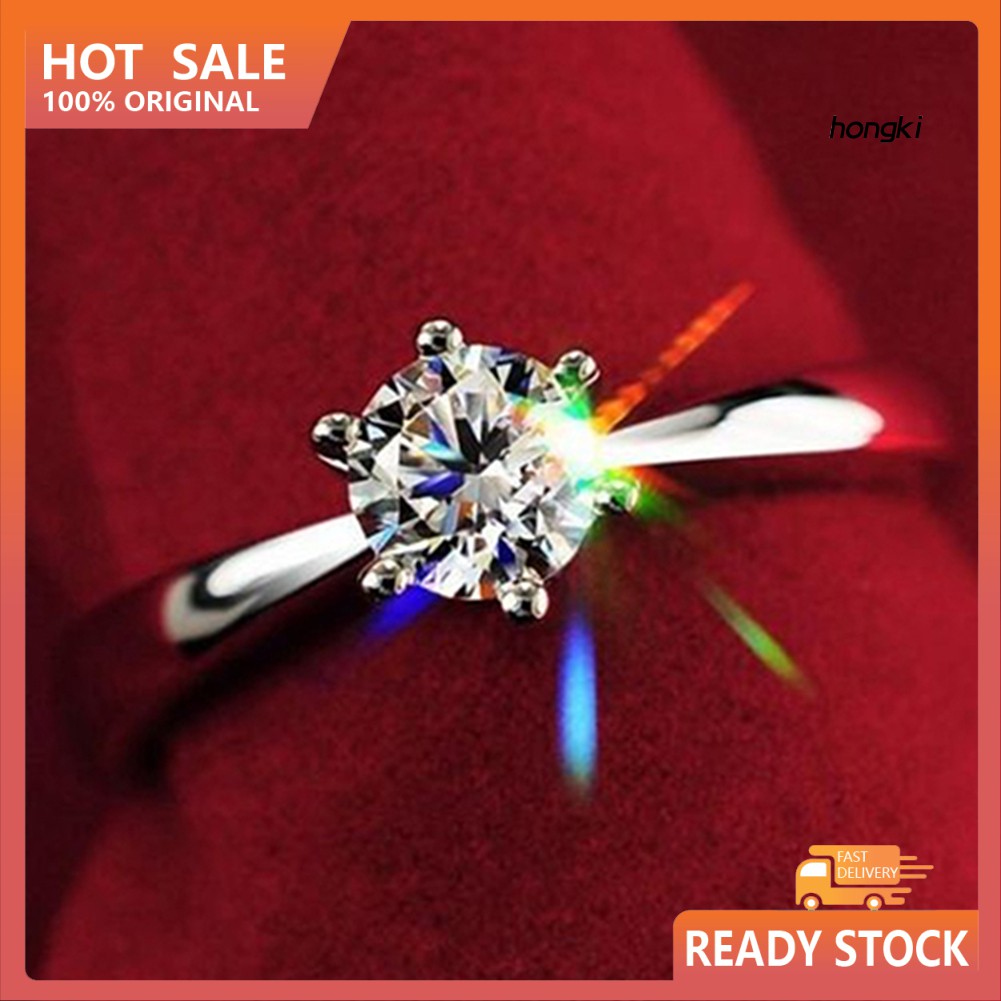 Nhẫn đính hôn zircon trong suốt kích thước 6-9 độc đáo