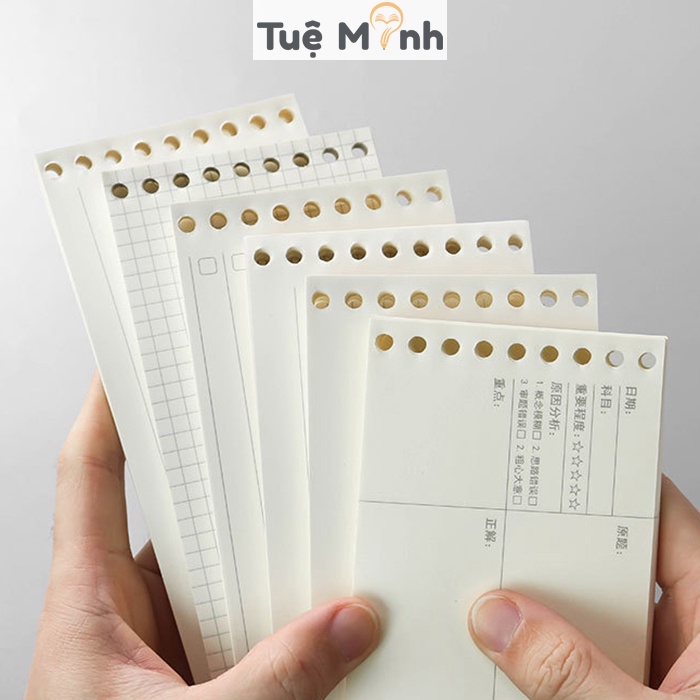 Ruột ghi chú gắn sổ còng NO26 Giấy refil mẫu note trơn, kẻ ngang-Line gắn binder dành cho còng A5, B5