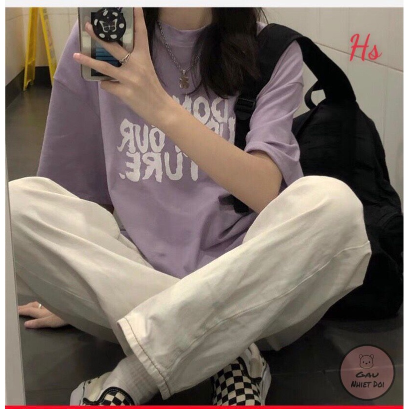 Áo Phông Nam Nữ Kiểu Dáng Unisex Thời Trang Freesize Hai Màu Đen/Tím