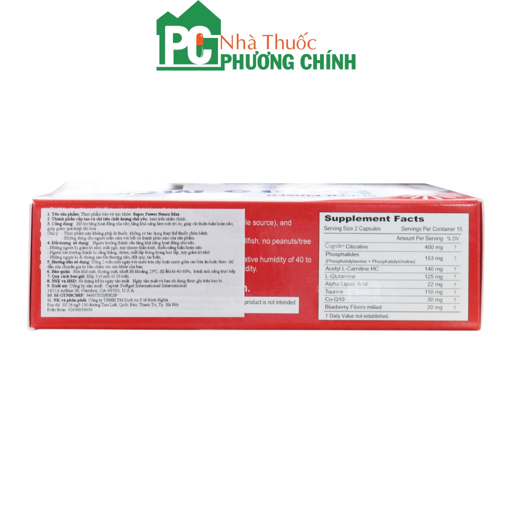 Viên Uống Hỗ Trợ Phục Hồi Chức Năng Não Super Power Neuro Max  Hộp 30 Viên