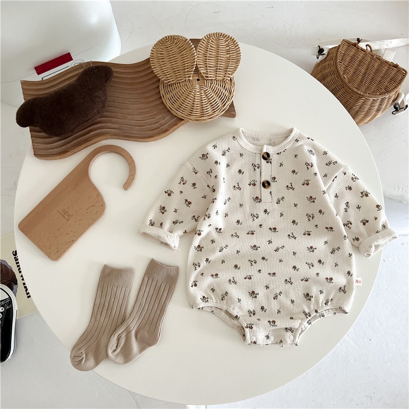Bộ Áo Liền Quần Tam Giác Vải Cotton Họa Tiết Kẻ Sọc Thiết Kế Dễ Thương Cho Bé Từ 0-2 Tuổi