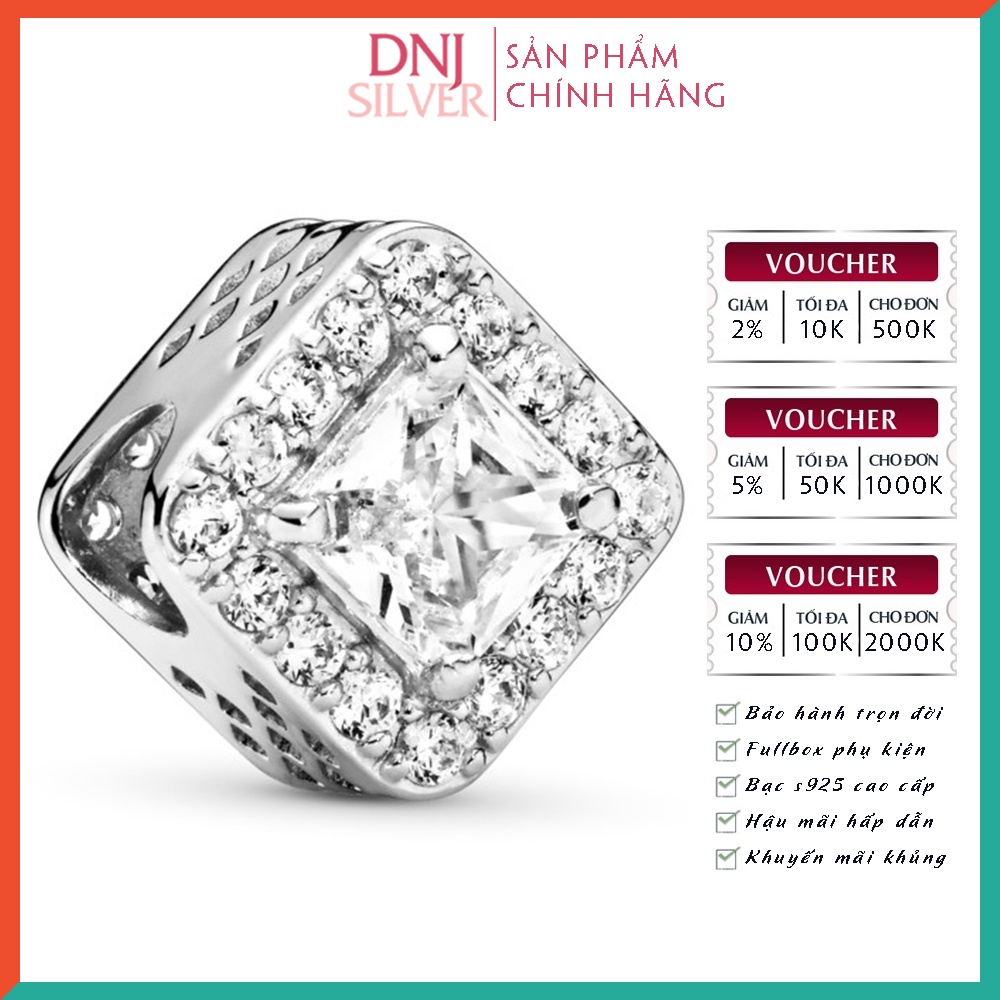 [Hàng cao cấp] Charm bạc 925 cao cấp, hàng chuẩn bạc - Charm Square Sparkle Halo thích hợp để mix vòng tay charm - DN131
