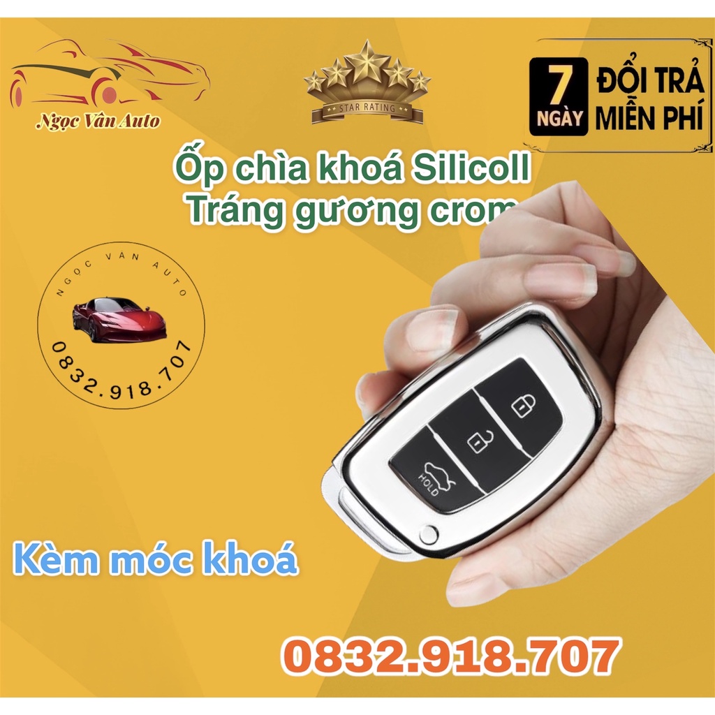 Ốp Chìa Khóa i10, Elantra, Tucson Silicoll tráng gương crom ( chìa khóa cơ và chìa thông minh )