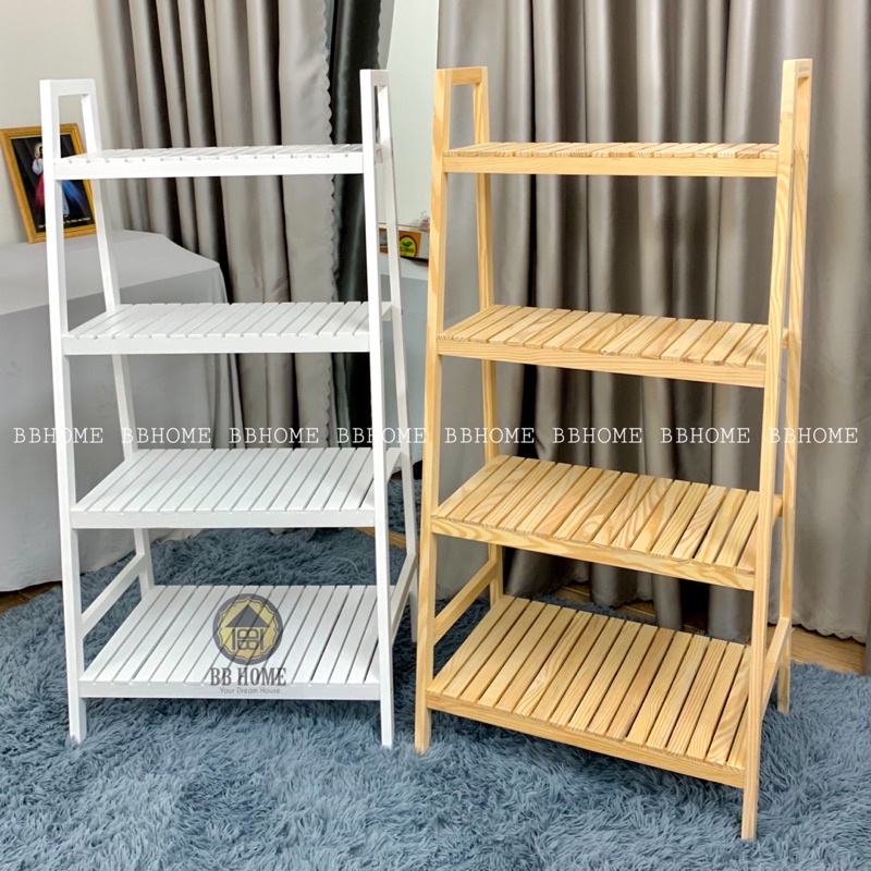 Kệ Gỗ 4 Tầng Đa Năng Bbhome (130 X 65Cm) - Kệ Sách, Kệ Vi Sóng, Kệ Để Chậu Cây