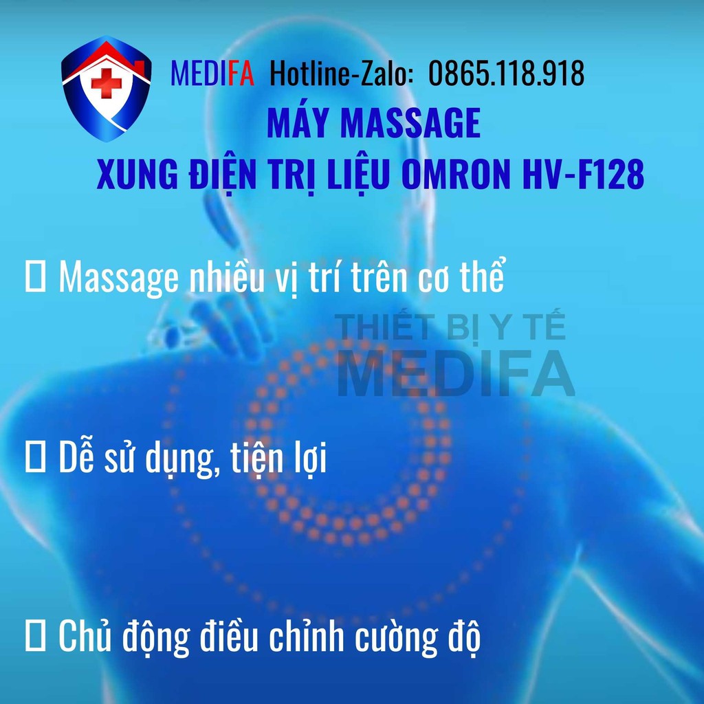 Máy mát xa xung điện, có màn hình, 12 chế độ mát xa tự động theo từng vùng chống đau mỏi cơ...HV-F128, Omron