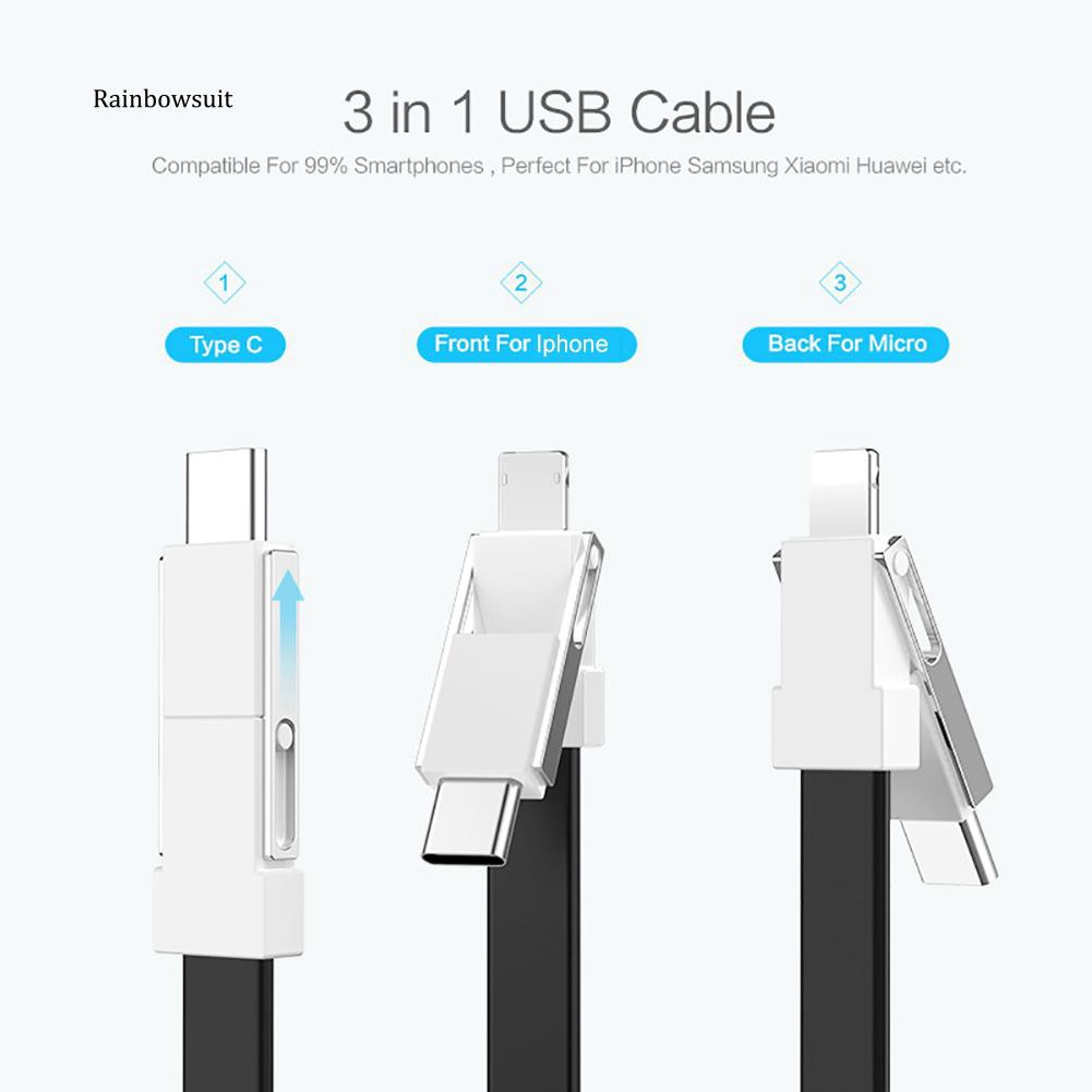 Móc khóa dây sạc 2A đầu Micro USB Type C cho Android iOS