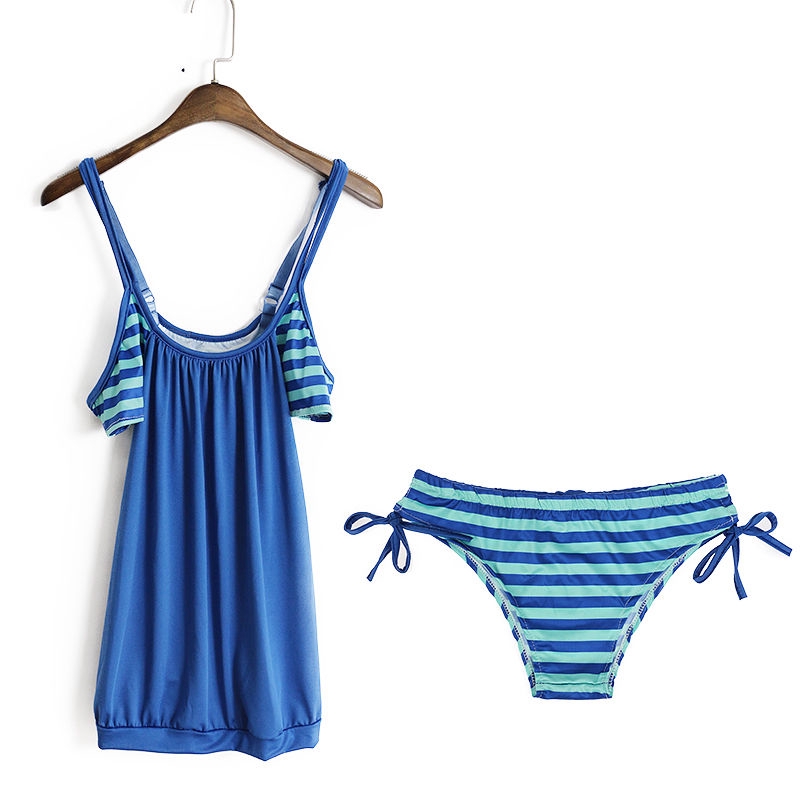 Set đồ bơi áo 2 dây + quần sọt màu trơn thời trang nữ