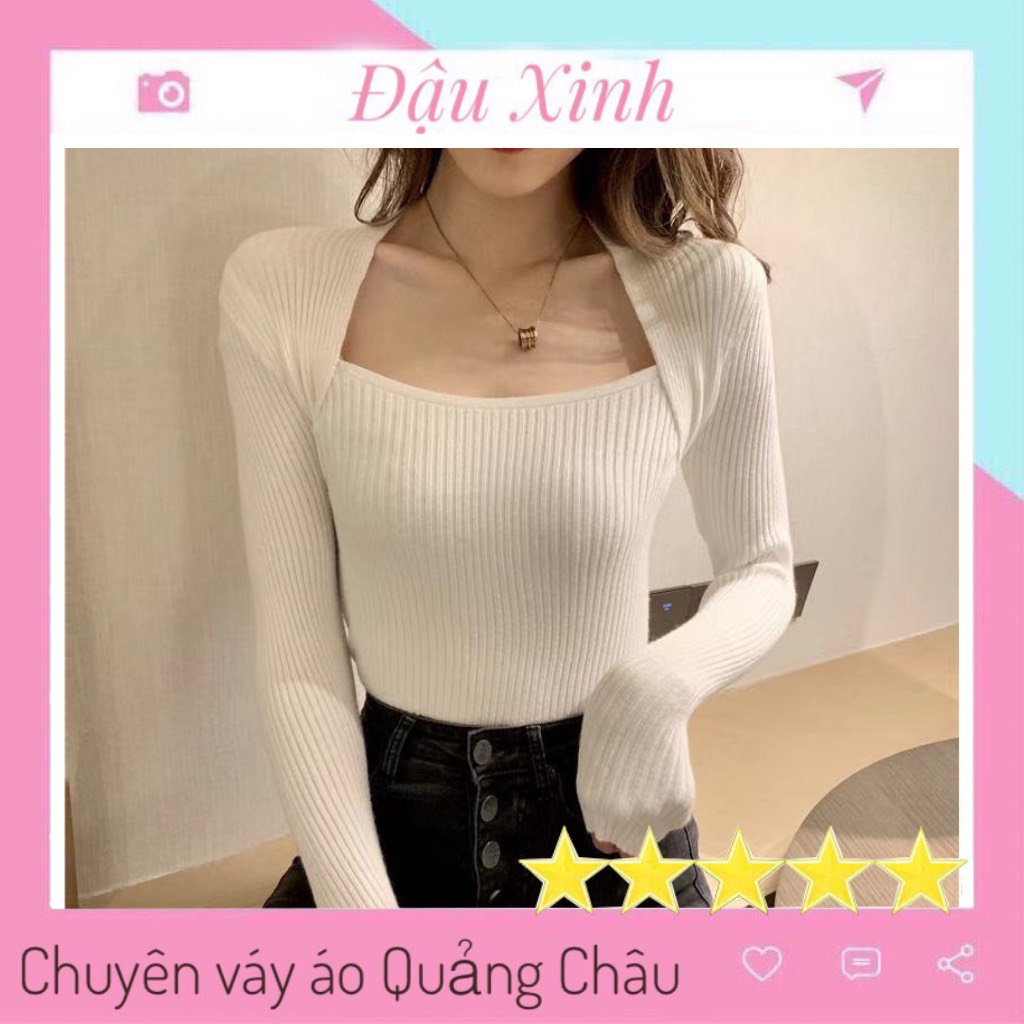 Áo len tăm nữ mỏng dáng ôm body cổ vuông tay dài hàn quốc sexy - 218