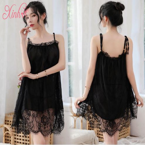Đầm Ngủ, Váy Ngủ MS5174 Hai Dây Phối Ren Sexy Girl | BigBuy360 - bigbuy360.vn