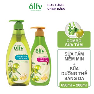 Combo Sữa Tắm Ôliv Mềm Mịn 650ml + Sữa Dưỡng Thể Sáng Da 200ml