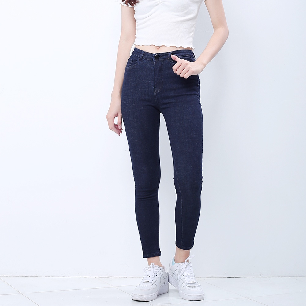 Quần jeans dài nữ co giãn SAIGONJEAN cạp thường basic jean QD032
