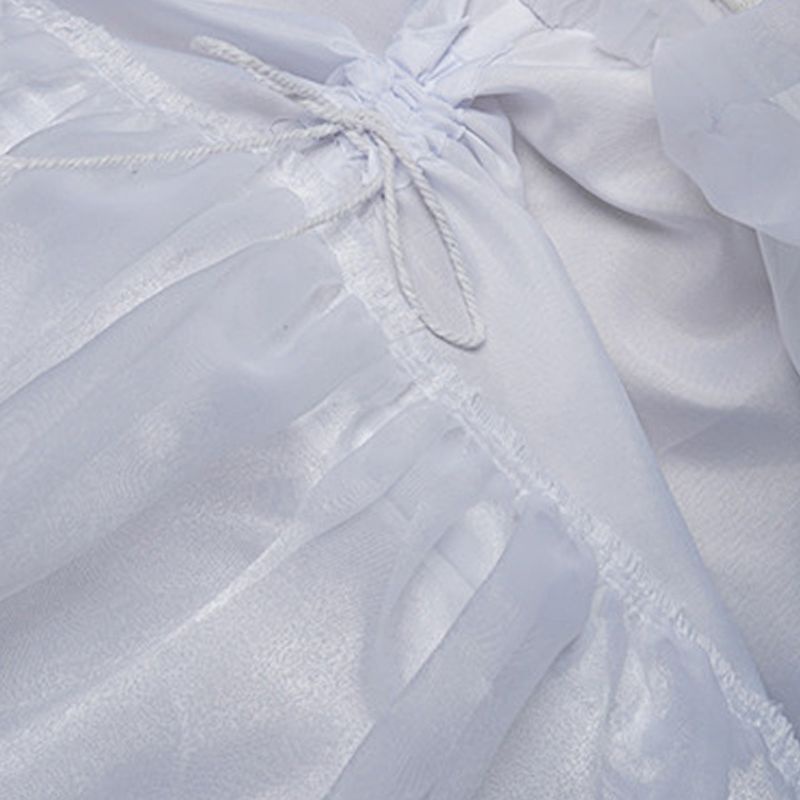 Đầm Cưới Nhún Bèo 3 Vòng Màu Trơn Có Thể Điều Chỉnh Độ Dài Phong Cách Lolita