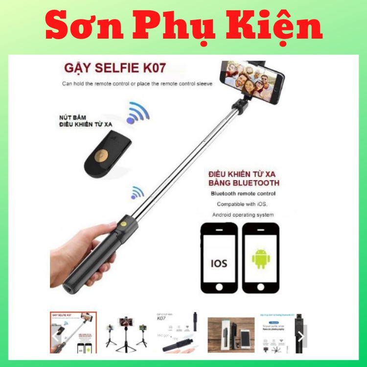 Gậy K07, Gậy Chụp Hình, Tripod 3 Chân Đa Năng, Có Remot Bluetooth, Điều Chỉnh Độ Cao | BigBuy360 - bigbuy360.vn