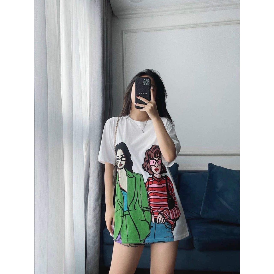 [FREESHIP, ẤN TƯỢNG] ÁO THUN, ÁO PHÔNG NỮ IN 5D 2 CÔ GÁI NÉT CĂNG CỰC PHONG CÁCH TEENS FASHION