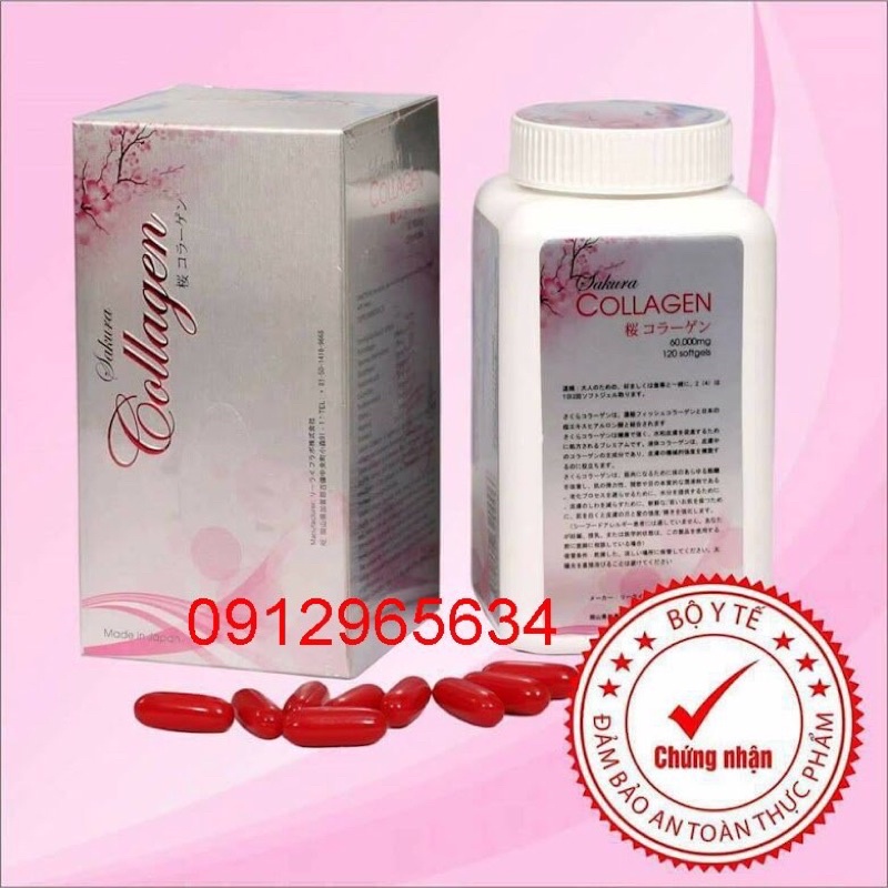 Viên uống Collagen Sakura nhập khẩu từ Nhật Bản bổ sung dinh dưỡng cho phụ nữ đẹp da đẹp dáng khoẻ mạnh trắng da 120v